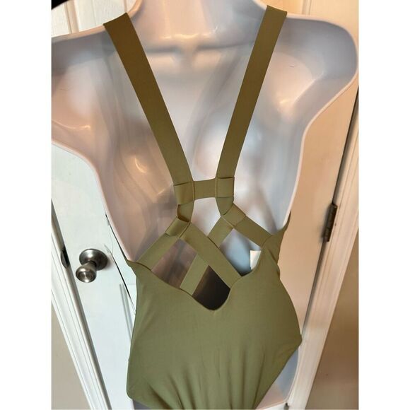 Athleta Palm One-piece Swimsuit NEW Size Small Olive Green - Picture 3 of 9
